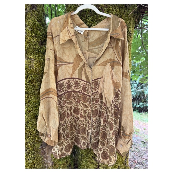 Kantha Bae Kismet Button Up Silk Shirt - Picture 1 of 10